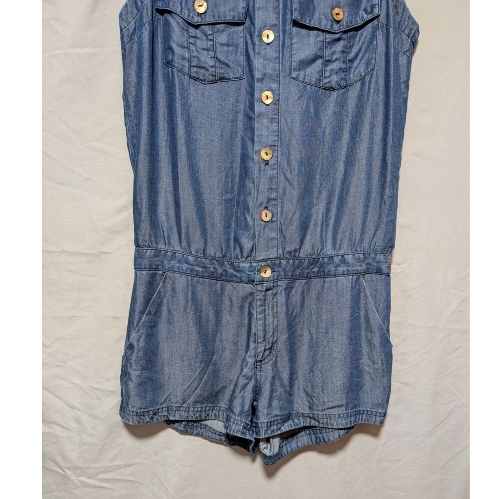 True Religion Blue Sleeveless Chambray‎ Denim Tencel Romper Women's Small - Picture 5 of 11